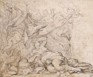 Venus, estudio para el Triunfo de la Divina Providencia, fresco en la bóveda del salón del Palazzo Barberini, Roma