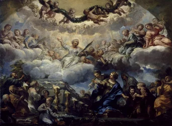 La visión de santa Constantia ante la tumba de las santas Inés y Emerenciana