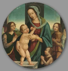 Virgen con el Niño, Juan Bautista y ángeles, c. 1500 (óleo sobre madera)
