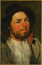 Granjero con sombrero (óleo sobre lienzo)