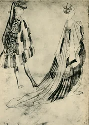 Caballero y dama en traje de corte, c1420-1455