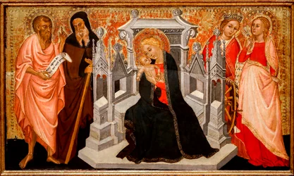 Virgen y Niño con Santos. Siglo XV (Témpera sobre madera)