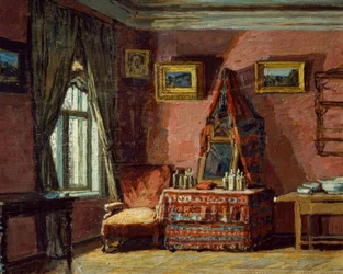 El dormitorio en la casa del compositor Piotr I. Tchaikovsky