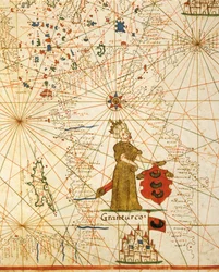 Imperio otomano, del atlas portolano compuesto de seis cartas, por Placido Caloiro y Francesco Oliva, Pergamino. 1646.