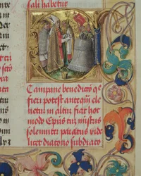 Bendición de una Campana por un Obispo del Pontifical del Obispo Erasmus Ciolek, c.1510