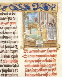 Bendición de un Cementerio Arrasado por un Obispo del Pontifical del Obispo Erasmus Ciolek, c.1510