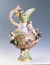 Jarra decorativa representando la Tierra, fabricada en Misnia, c.1860-80 (porcelana)