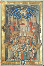 Entronización del rey de Polonia, del Pontifical del obispo Erasmus Ciołek, hacia 1510