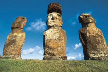 Estatuas moái, Parque Nacional Rapa Nui, isla de Pascua, Chile