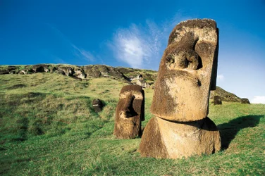 Estatuas moái, Parque Nacional Rapa Nui, isla de Pascua, Chile