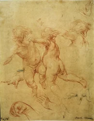 Estudio para dos putti (Two Flying Putti. Study), c.1740 (sanguina)