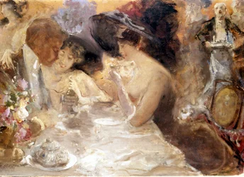 Cena en Monte Carlo. Belle Époque por Pompeo Mariani. Museo del Castello. Milán
