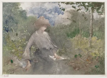 Leyendo en un jardín