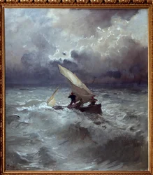 Tempestad en el mar. Pintura de Pompeo Mariani (1857-1927) 1898. Genes, Galleria d
