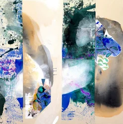 Capas abstractas en azul y verde