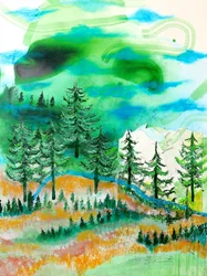 Bosque de montaña abstracto