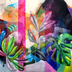 Motivos botánicos abstractos y vibrantes
