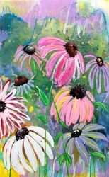 Un jardín lleno de colorido con equináceas