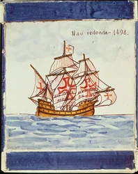 Azulejo que representa un barco, de Sagres, 1498 (cerámica)