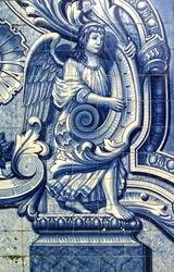 Panel decorativo que representa un ángel, Lamego, Portugal. 1738