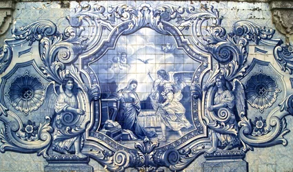 Panel decorativo que representa la Anunciación, Lamego, Portugal. 1738