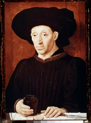 Retrato del hombre con la copa de vino