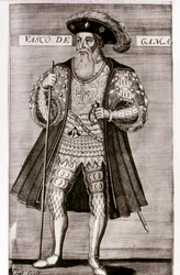 VASCO DA GAMA: Ilustración de "OS LUSIADAS" de Luis Camoes, Lisboa 1572.