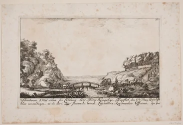 El rey Federico V recibido por oficiales de caballería fuera de Kolding