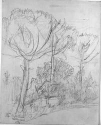 Figura caminando y diagramas y notas sobre oscilaciones de péndulo