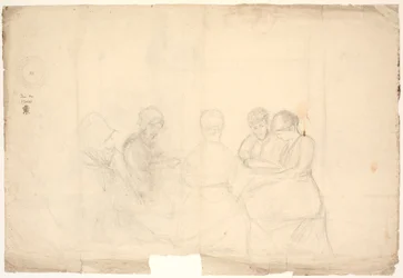 Grupo con cinco figuras sentadas