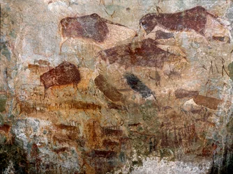 Pinturas rupestres hechas por el pueblo san, tercer milenio a.C.