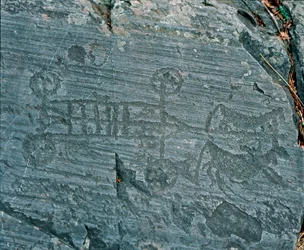 Prehistoria: civilización Camunni: un carro tirado por caballos