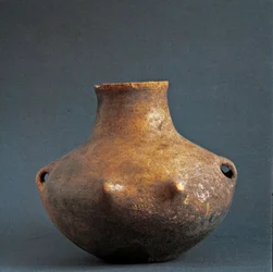 Prehistoria, cultura de Rinaldone (Montefiascone): vaso de terracota de la necrópolis de Rinaldone. Edad del Cobre. Eneolítico. 2200 a.C. Roma, Museo Nacional Prehistórico Etnográfico Luigi Pigorini
