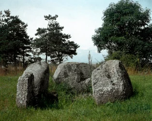 Prehistoria: vista del dolmen de Chianca con su corredor de entrada. Edad de Piedra, Neolítico. Siglos VI-III a.C. Bisceglie, Puglia, Italia