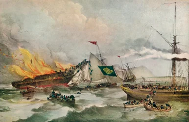 El incendio del Ocean Monarch, c. 1848