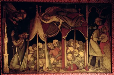 La Historia de Ezequías, reconstrucción de una pared un cuadro originalmente en la Cámara Pintada del Palacio de Westminster