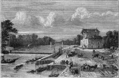 Vista de la presa en el Sena en Suresnes