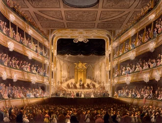 Teatro de Covent Garden, de Microcosm of London por R. Ackermann, 1808