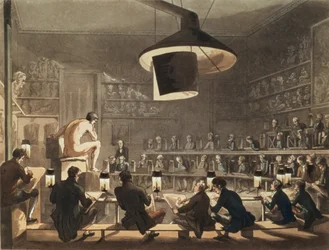 Dibujo del natural en la Real Academia, grabado por Richard Banks Harraden