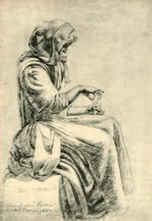 Mujer sentada con cartas