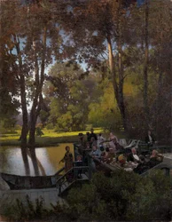 "Dejeuner au parc" (Almuerzo en el parque) Pintura de Pyotr Alexandrovich Sukhodolsky (Soukhodolsky) (1835-1903) Óleo sobre lienzo Dim 61,5x48 cm Colección particular