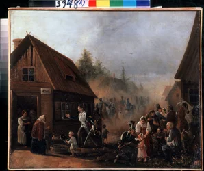 Escenario de la guerra ruso-francesa de 1812. Pintura de Pyotr Ilyich Baykov (1817-?). Óleo sobre lienzo, 45,3 x 55,5 cm