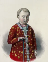 Le grand duc Dmitri Alexeevich de Russie (1648-1649) (Zarevich Dmitri Alexeevich de Rusia). Oeuvre de Pyotr Fyodorovich Borel (1829-1898), lithographie vers 1860. Art russe 19e siecle, neo classicisme. Biblioteca Estatal Rusa, Moscú.