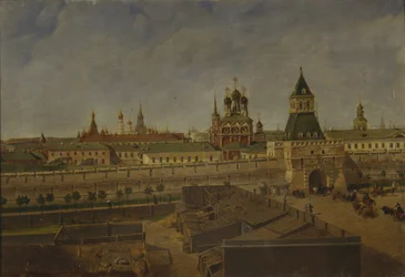 Las puertas de Ilyinsky en Moscú, mediados del siglo XIX