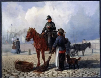 El cartero (Cartero). Pintura de Pyotr Nikolayevich Grusinsky (1837-1892), óleo sobre lienzo