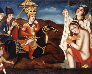 Khusraw descubriendo a Shirin bañándose, c. 1840