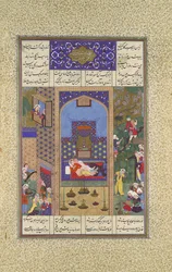 La boda de Siyavush y Farangis, Folio 185v del Shahnama Libro de..., ca. 1525-30