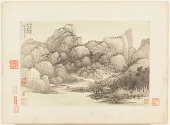 Paisajes según maestros antiguos, fechados en 1674 y 1677 (álbum de doce hojas; tinta y color sobre papel)