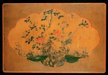 Tablero de mesa, período Kangxi (1662-1722) (madera lacada y tela de cáñamo)