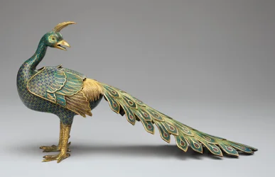 Censario en forma de pavo real de cloisonné